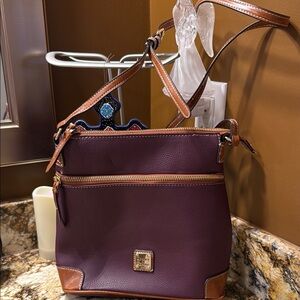 Dooney & Bourke Purple and Tan Crossbody Bag